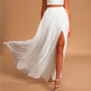 Lulu's Chic White Maxi Skirt
